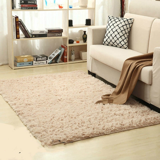 Shaggy faux fur area rug, light beige/cream, rectangular 80x200cm, plush pile