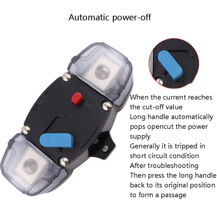 Marine automatic power-off circuit breaker with long handle, blue and red buttons, clear cover