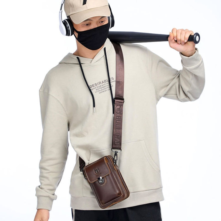 BUFF CAPTAIN 075 Men Belt Mobile Phone Waist Bag First-Layer Cowhide Multi-Function Diagonal Bag