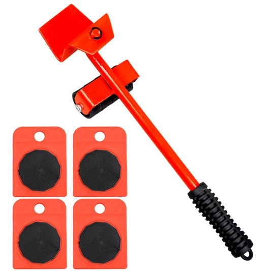 CY-0102 5 in 1 Household Moving Bed Heavy Object Moving Pulley Furniture Shifter Multifunctional Carrier, Red (150KG), Yellow (300KG), Silver (500KG), Red Black Pry Bar (150KG), Tank (100KG), Cartoon (100KG)