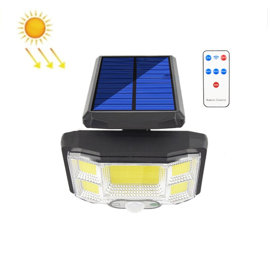 Solar outdoor wall light with black solar panel and LED lamp with motion sensor