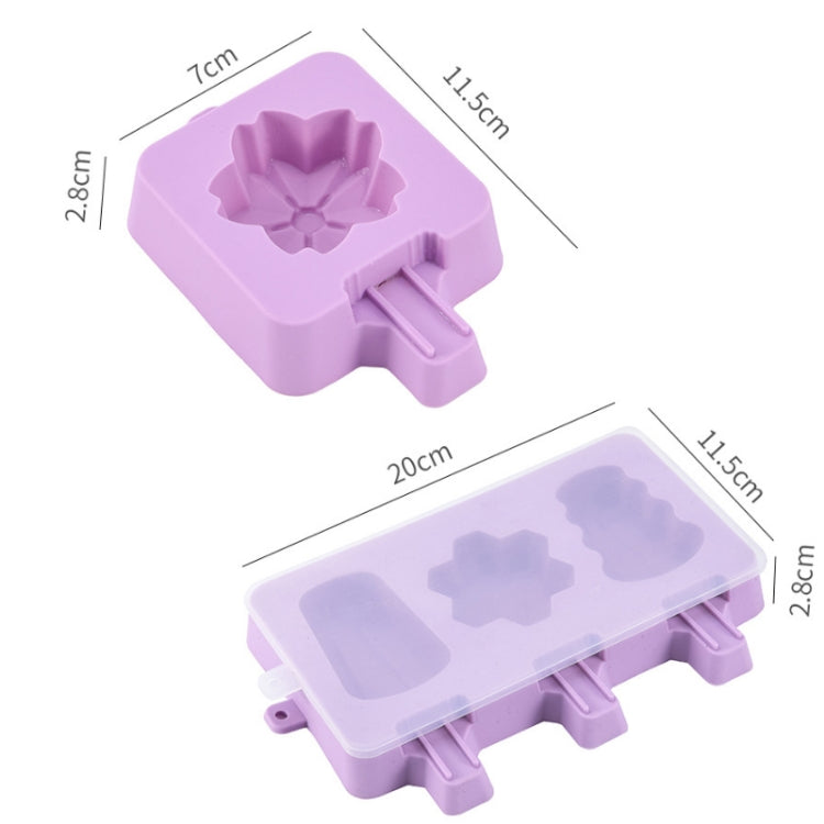 Silicone popsicle mold size diagram with labeled measurements for tray and cavity