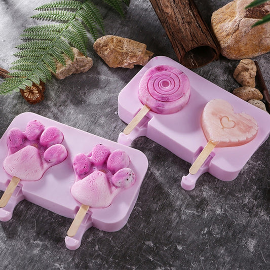 Cute Cartoon Silicone Ice Cream Popsicle Mold with Lid & Stick, Love, Snowman, Feet, Wavy