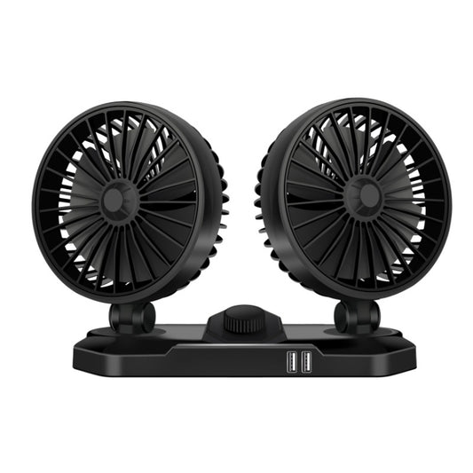 F558 With USB Mobile Phone Charging Car Fan 12/24V Car Truck Double Shaking Head Fan, Double Head 12V, Double Head 24V