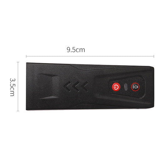 Black bicycle speaker lamp housing with control icons