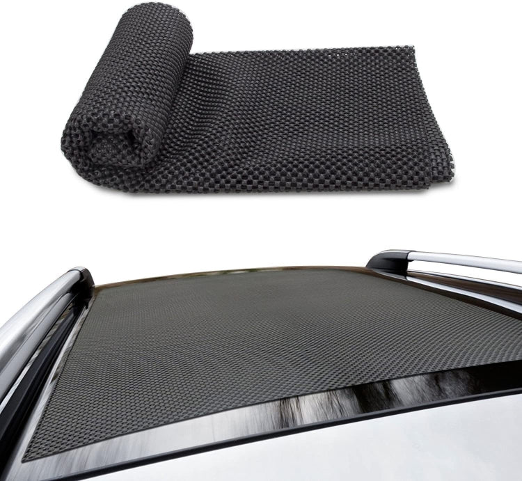 Black non-slip roof rack mat, textured surface roll-up