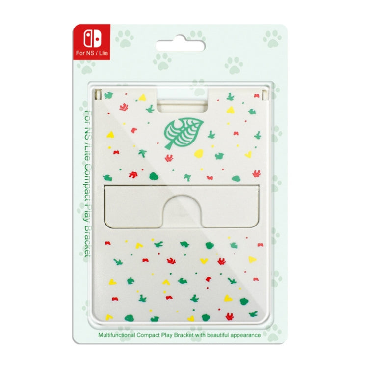 Universal game console bracket in retail package, white with multicolor icon pattern