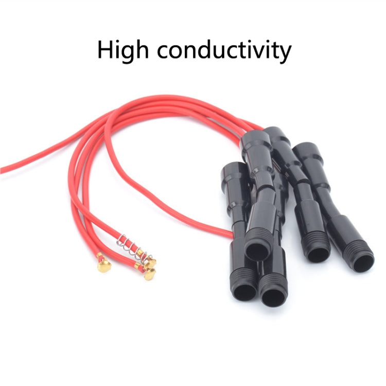 Wired fuse holder set: black cylindrical holders with red cable and brass fuse connectors