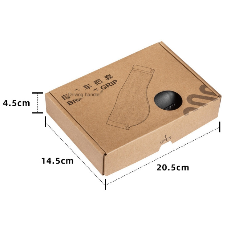 Cardboard package box for bicycle handlebar grip covers with size diagram
