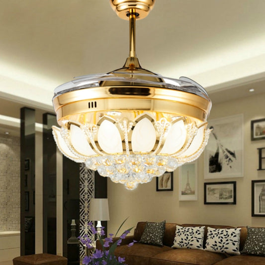 Invisible Crystal Fan LED Chandelier Home Living Room Bedroom Variable Frequency Ceiling Fan Light with Remote Control, 42 inch 115 Three Colors 36W, 42 inch 116 Three Colors 36W, 42 inch 114 Three Colors 36W, 42 inch 112 Three Colors 36W
