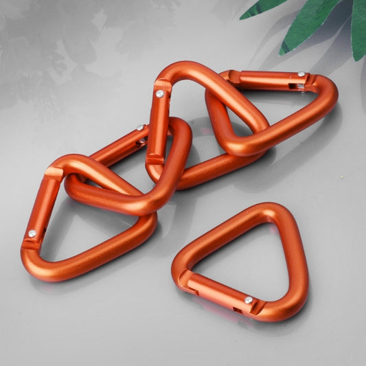 Set of 2 orange triangle snap carabiners with metal spring latch