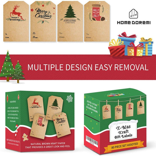 LG-210720-7050-008 Christmas Tree Kraft Paper Sticker Holiday Decoration Self-Adhesive Gift Tag, LG-210720-7050-008