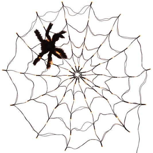 LED Spider Web Lamp with Remote Control Halloween Atmosphere Decoration Props, Power:, USB-in, Battery Box