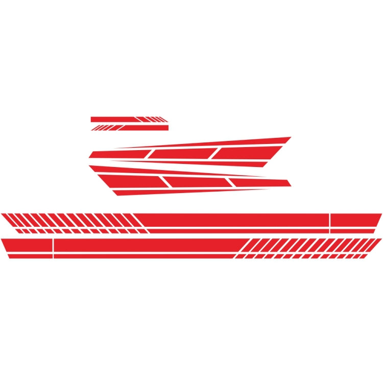 Red striped car decal set with geometric line pattern for door and mirror areas