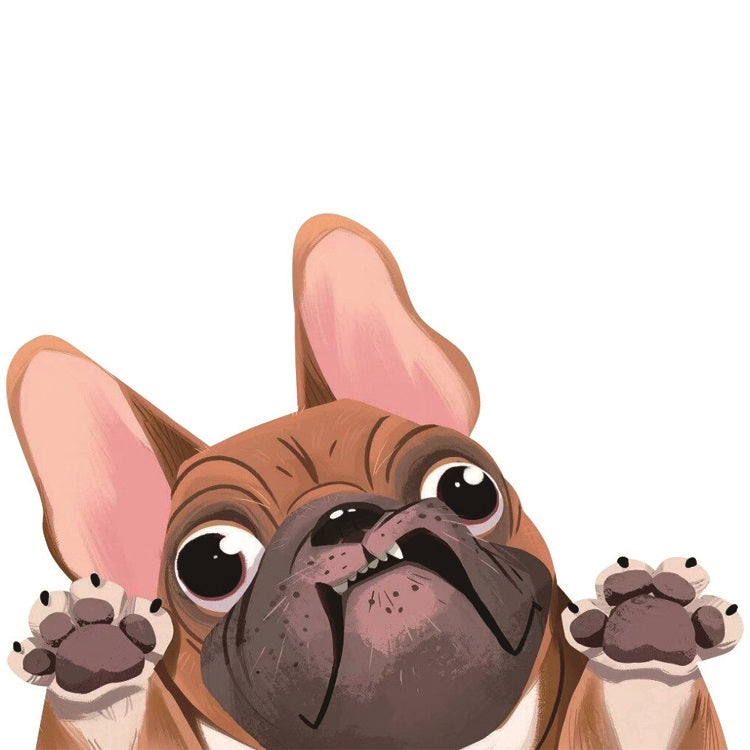 3D cartoon brown pug vinyl car window decal, pink ears and big eyes