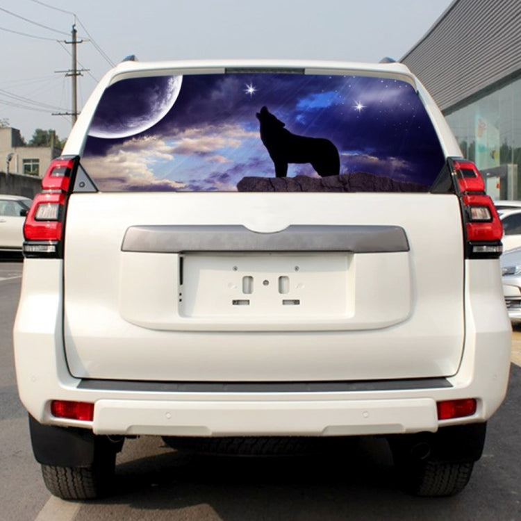 Rear windshield sticker decal for rear window: moon and dog silhouette in starry sky
