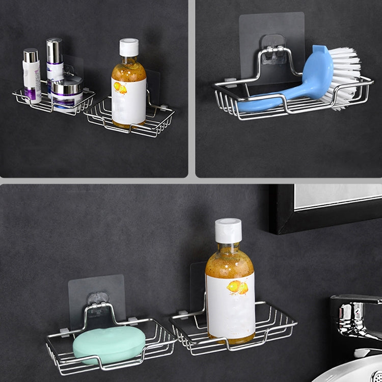 Stainless Steel Wall-Mounted Bathroom Soap Storage Rack, Style: Single Layer With Sticker, Single Layer With Sticker, Single Layer Curved With Sticker