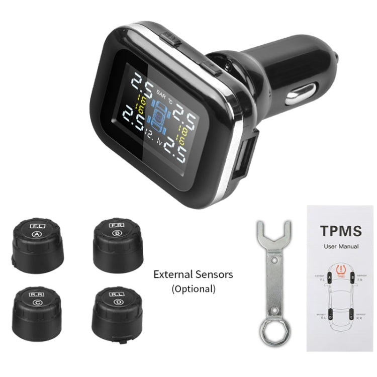 Car TPMS monitor kit with external sensor caps and quick user manual booklet