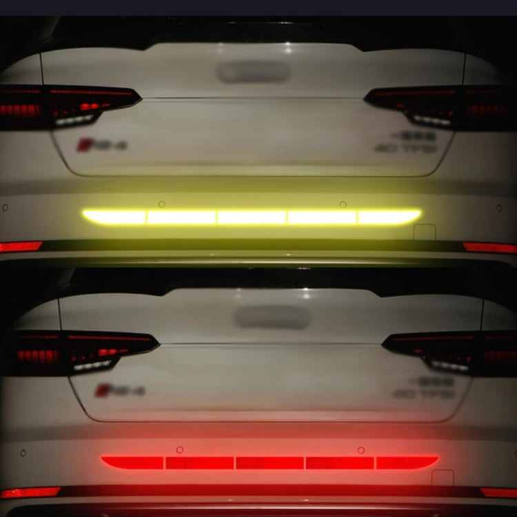Reflective car tail warning sticker strips, yellow and red, for trunk