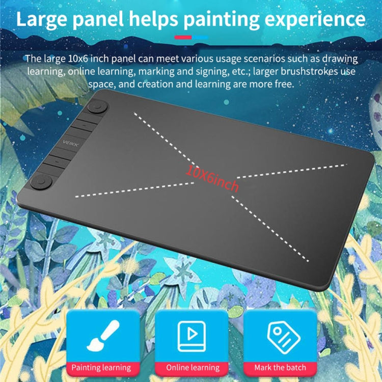 Large digital drawing tablet, dark gray 10x6 inch style rectangular panel with side strip