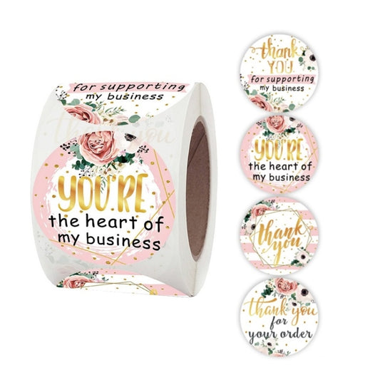Roll Floral Thank You Stickers Wedding Party Decoration Stickers, 3.8cm / 1.5 Inch