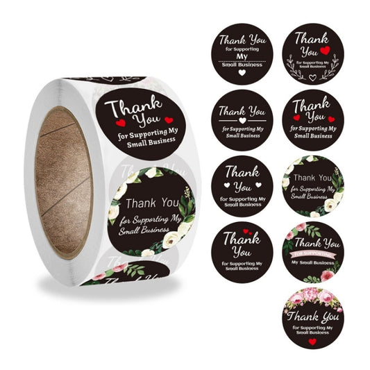 Round Thank You Sticker Floral Decoration Gift Envelope Sealing Sticker, 2.5cm / 1 Inch