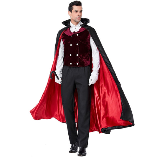 PS6831 Halloween Vampire Costume Castle Men Drag Costume, M, XL