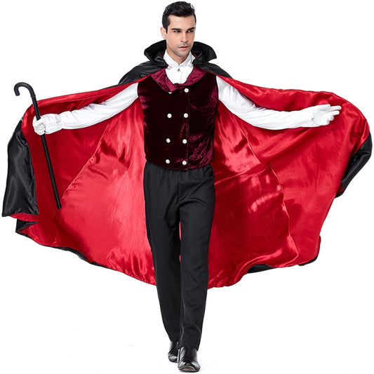 PS6831 Halloween Vampire Costume Castle Men Drag Costume, M, XL
