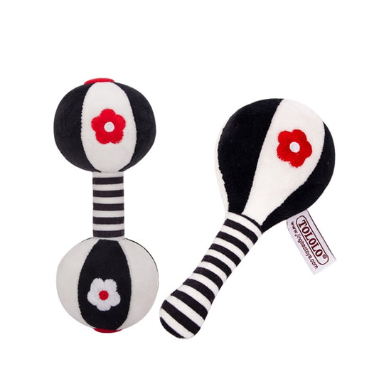 TOLOLO 1 Pair Baby Vision Training Early Educational Toy Newborn Chasing Black And White Sand Hammer Dumbbell Baby Rattle, T168263-2