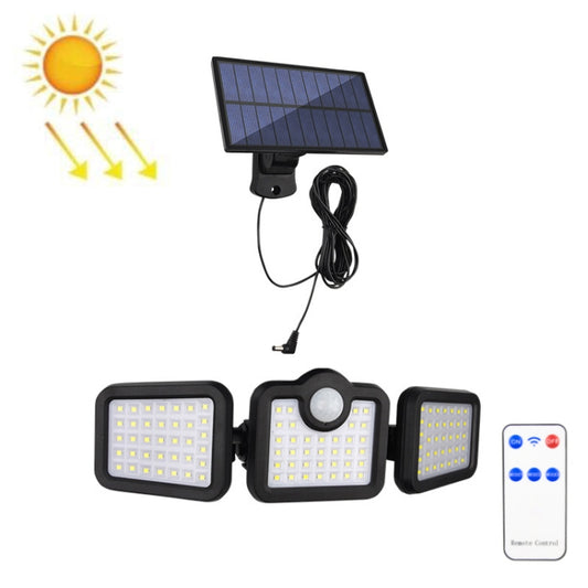 Solar 3-head rotatable wall light with three LED panels and built-in round motion sensor