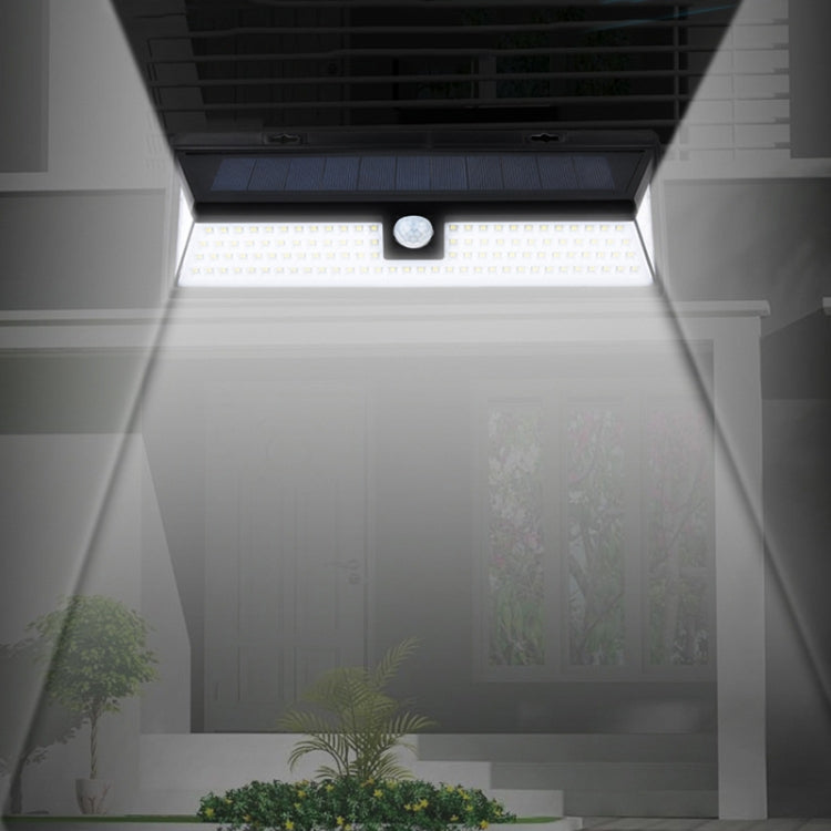 Three-sided glowing solar wall flood light with motion sensor for outdoor walkway