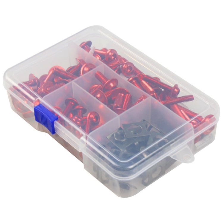 Motorcycle windshield cover hardware kit case with red screws and mounting brackets