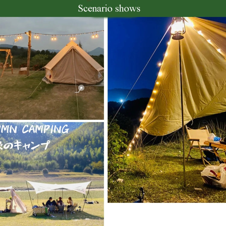 Camping canopy wind ropes with buckles securing a tent