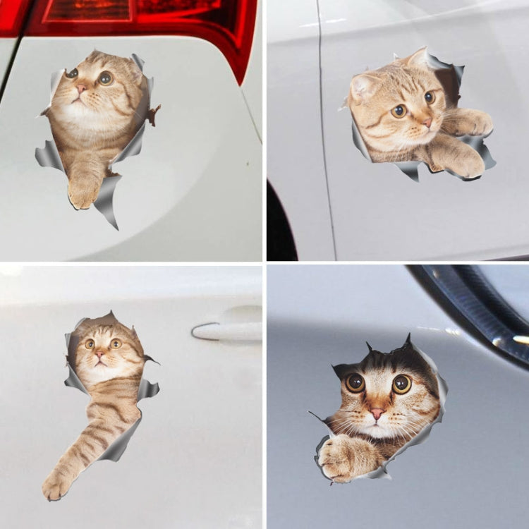 3D cat scratch-body car sticker with lifelike beige kitten cat face and paws