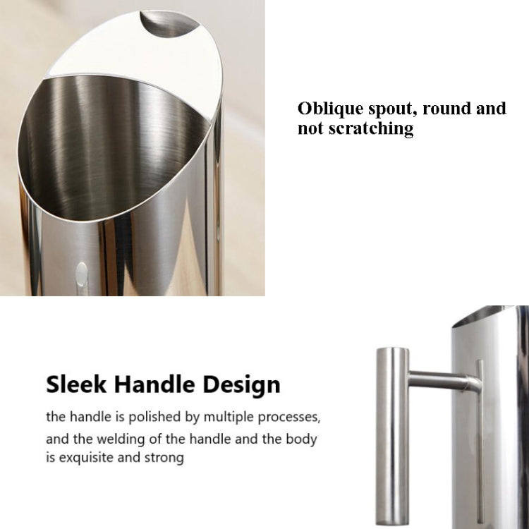 Stainless steel kettle with polished handle and oval spout opening
