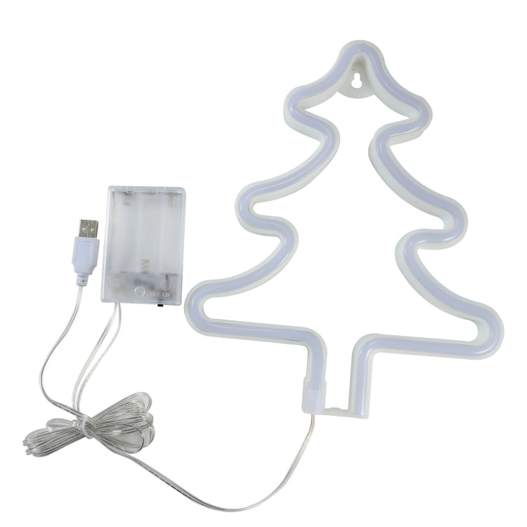 Neon Christmas tree wall decoration with soft blue light and control box