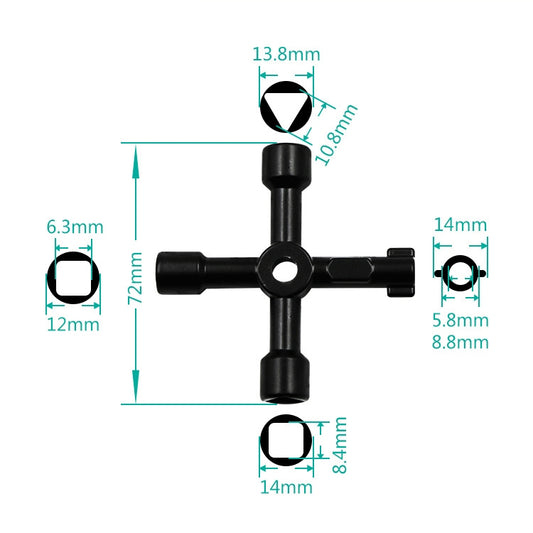 Elevator Water Meter Valve Cross Key Inner Triangle Wrench, Style: A Black, A Black, A Blue, B Silver, D Silver Center Six-side/Square Hole, E Silver, F Silver, D Silver Center Double-sided Square Hole