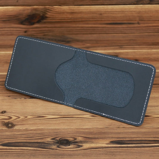 Navy leather driving license holder wallet with stitched edges and front ID window
