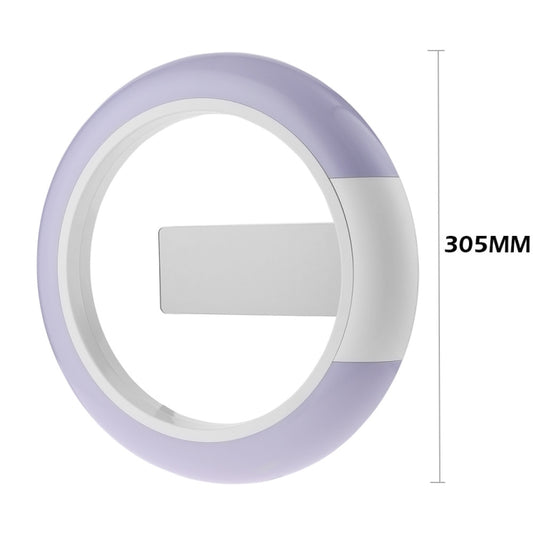 LED hollow wall clock with purple light ring and blank front panel