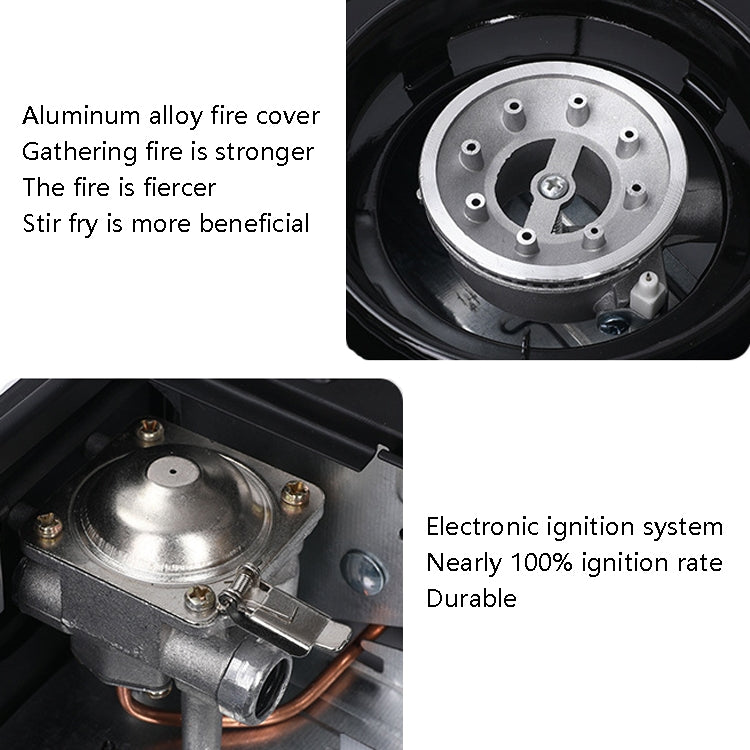 Gas stove burner head with aluminum fire cover and electronic ignition components