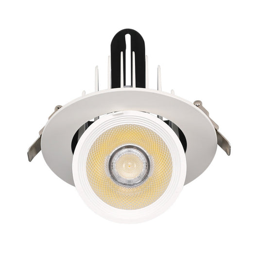 Recessed LED plant growth light with white housing and black inner frame, front view