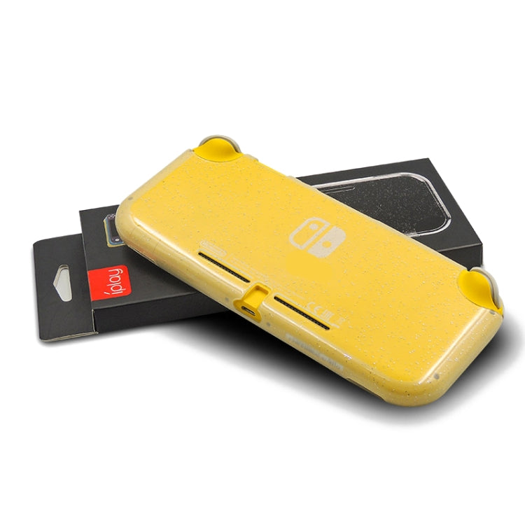Yellow Nintendo Switch Lite with transparent crystal TPU case and cutout ports