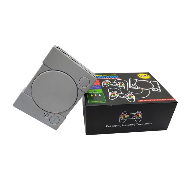 Mini game console angled next to retail box with a visible 620 badge
