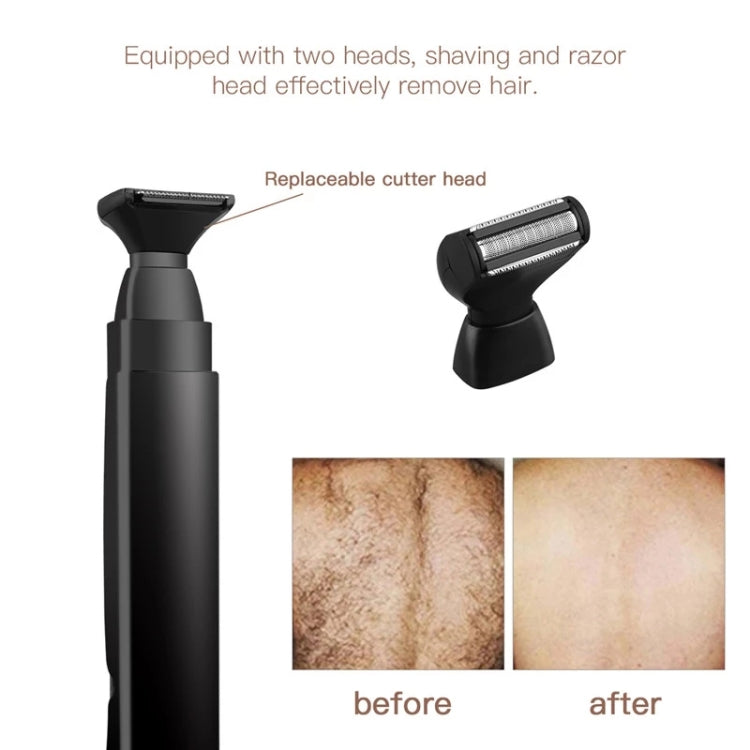 Electric back shaver featuring two shaving heads for efficient hair removal