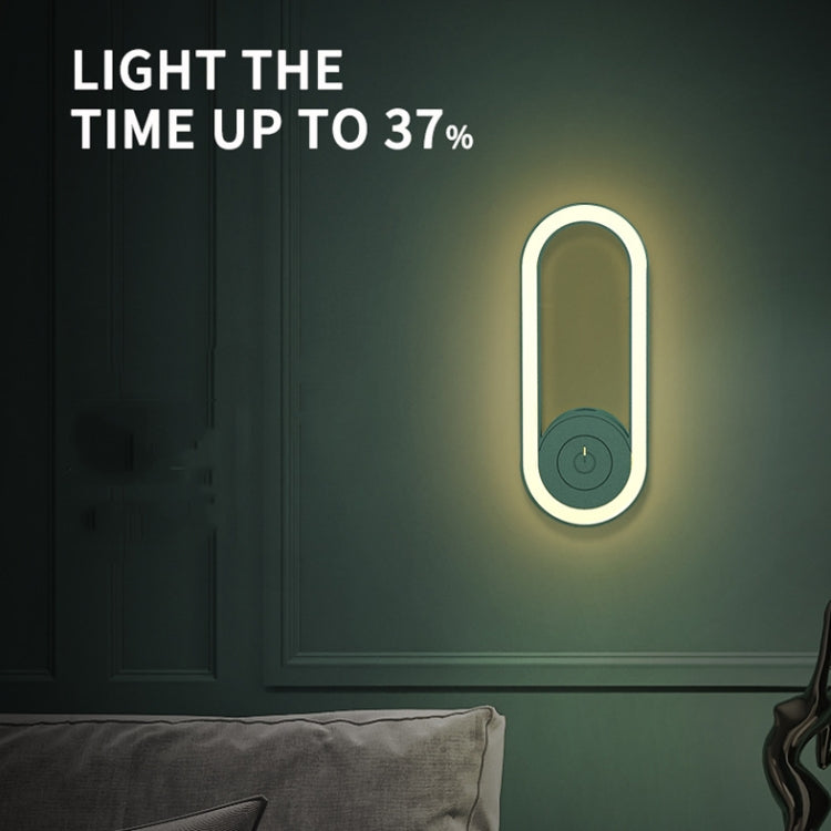 Ultrasonic repellent with softly glowing LED and circular power button on the front
