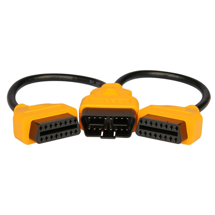 OBD16 diagnostic splitter cable with three orange 16-pin ports arranged across