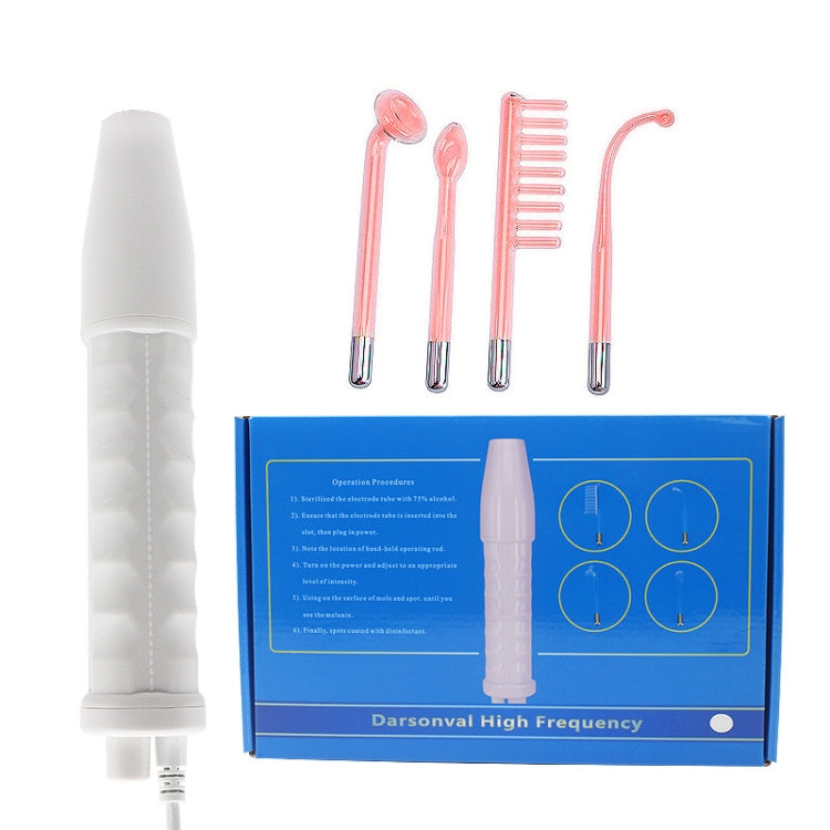 High-frequency electrotherapy device set with blue control box and pink electrode tubes