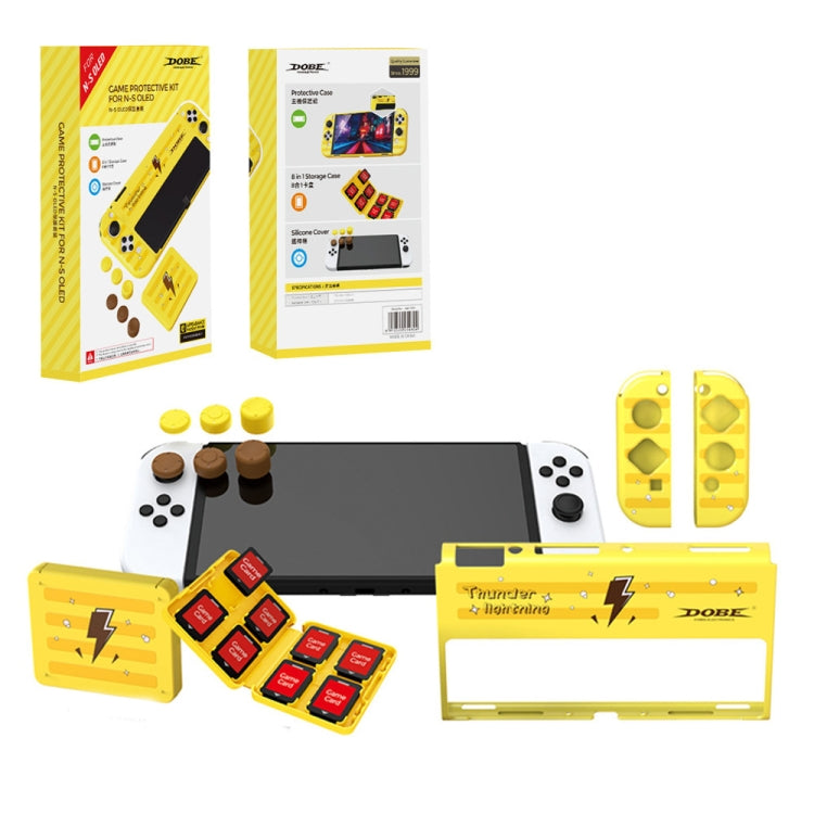 DOBE yellow protective case set for Nintendo Switch OLED with retail packaging and accessories