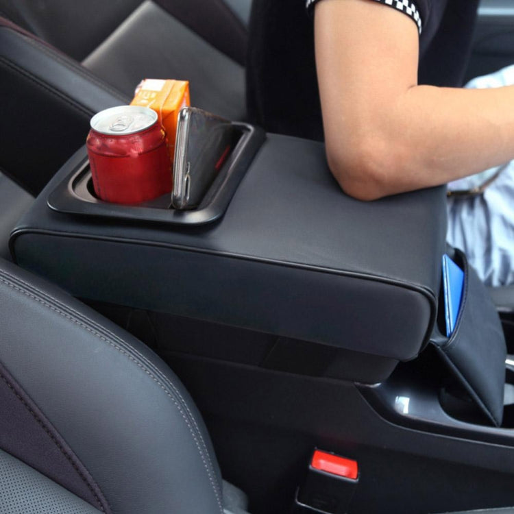Car Armrest Box Increased Support With Rear Seat Water Cup Holder, Beige, Black, Brown
