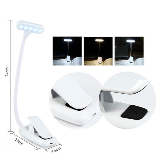 8021 Mini Book Clip Light LED Music Score Eye Protection Reading Lamp, Black, White